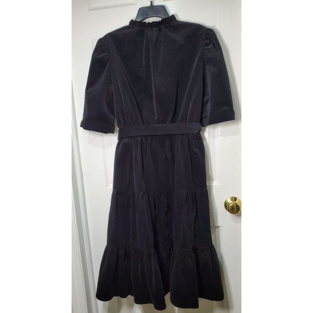 Draper James RSVP Women’s Black Velvet Dress Size Large L Tie Waist 97% Cotton - Picture 12 of 12